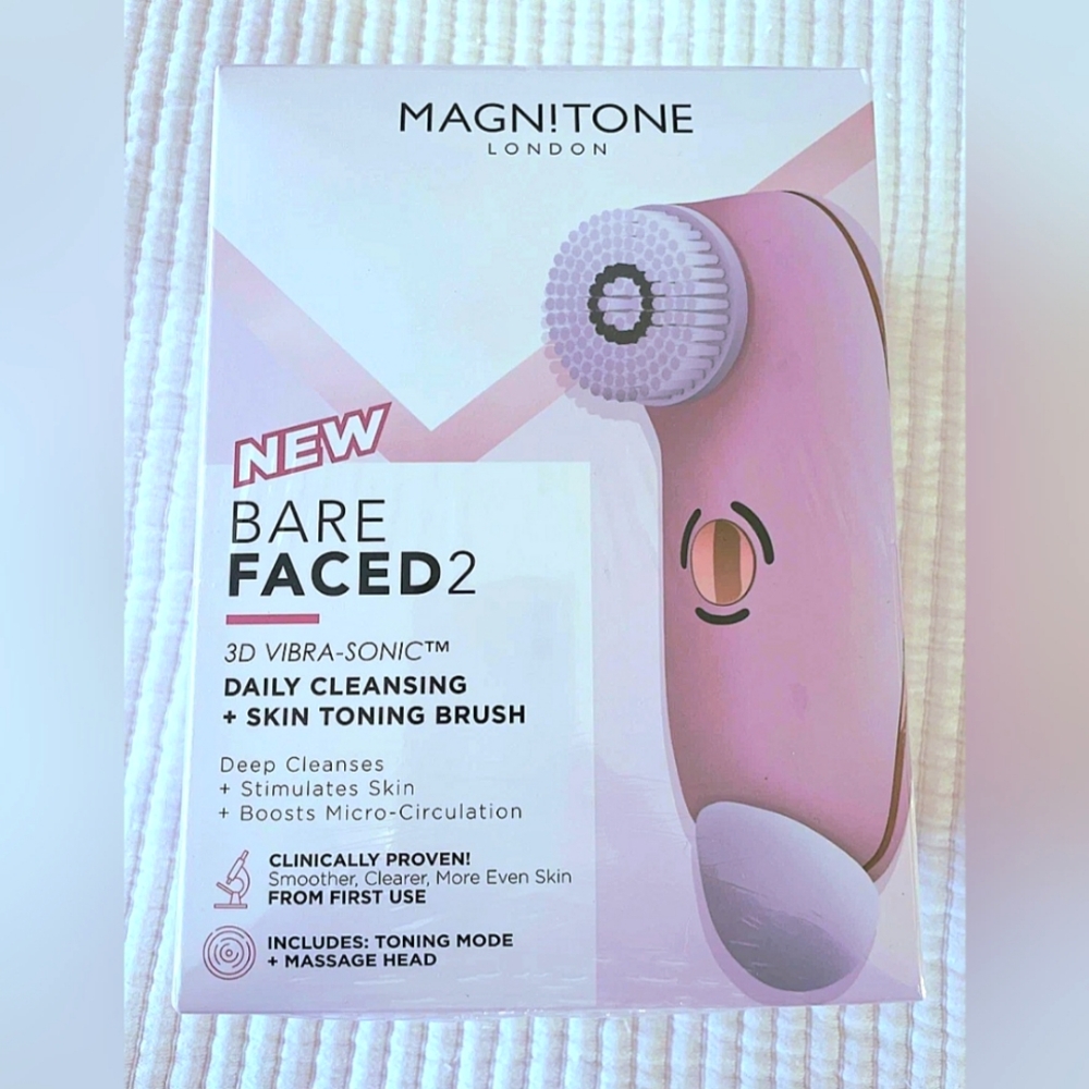 MAGNITONE BAREFACED 2 SONIC FACIAL CLEANSING BRUSH PALE PINK SEALED